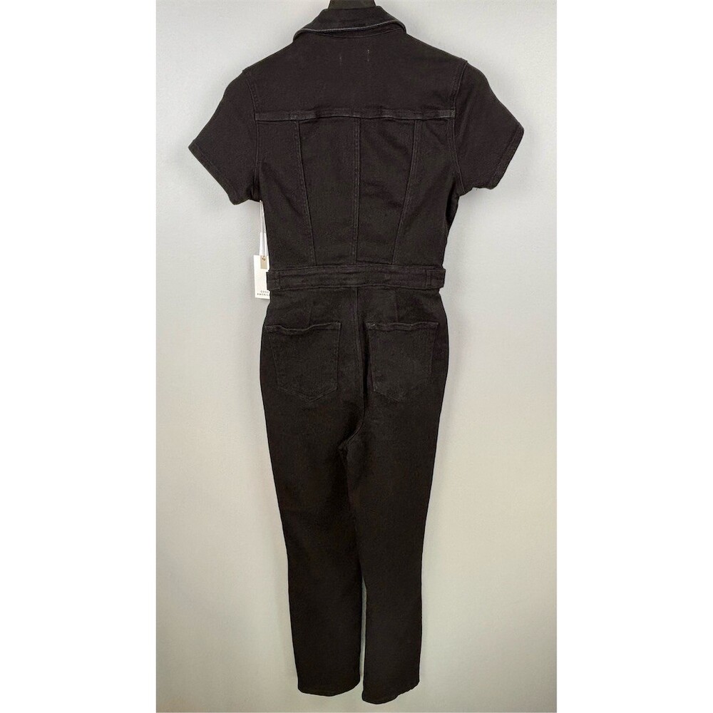 Good American Jumpsuit Womens Black Wash Utility Denim Zip Front - Picture 6 of 12